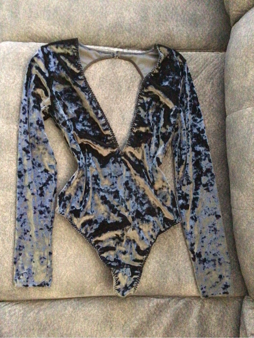 Victoria's Secret Black Crushed Velvet Bodysuit